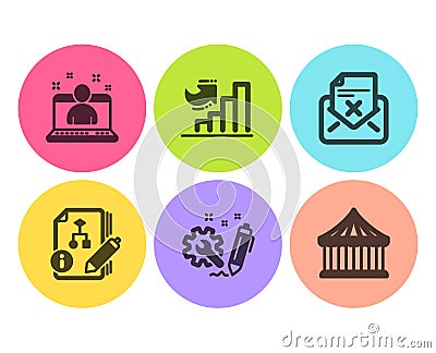 Algorithm, Engineering and Growth chart icons set. Reject letter, Best manager and Carousels signs. Vector Vector Illustration