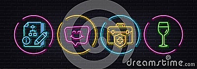 Algorithm, Medical insurance and Smile chat minimal line icons. For web application, printing Vector Vector Illustration
