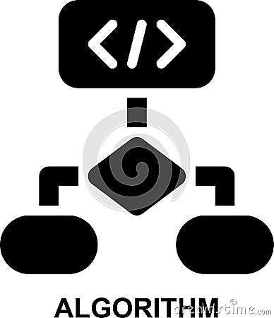 algorithm, procedure, flow chart, programming, coding, software development solid glyph icon Stock Photo