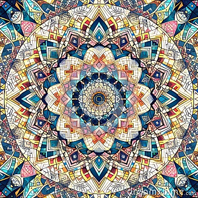 Algorithmic Art Kaleidoscopes generated by algorithms focusing o Stock Photo