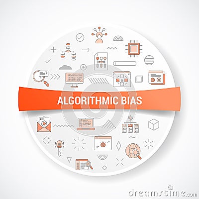 Algorithmic bias concept with icon concept with round or circle shape for badge Cartoon Illustration