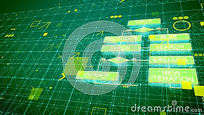 Algorithms backdrop with charts put aslant Cartoon Illustration