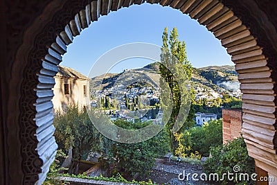 Alhambra Arch Granada Cityscape Churches Andalusia Spain Stock Photo