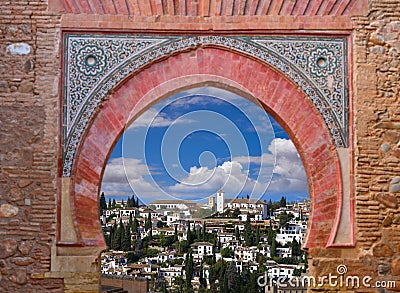 Alhambra arch Granada illustration Albaicin Cartoon Illustration