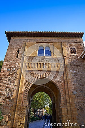 Alhambra arch Puerta del vino in Granada Editorial Stock Photo