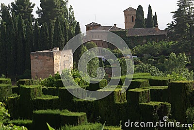 Alhambra garden in Granada, Andalusia, Spain Stock Photo