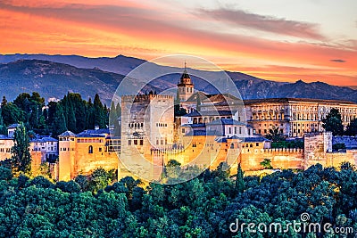 Alhambra of Granada, Spain. Stock Photo