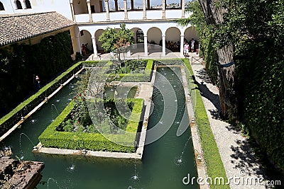 Alhambra Palace - medieval moorish castle in Granada, Andalusia, Spain Editorial Stock Photo