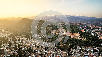 The Alhambra, perched majestically atop a hill in Granada, Spain Stock Photo