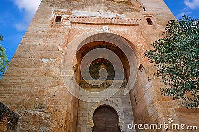 Alhambra Puerta de la Justicia in Granada Editorial Stock Photo