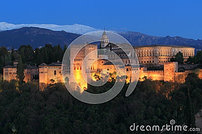 Alhambra at sunset Stock Photo