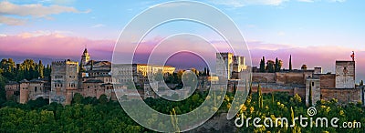 Alhambra sunset in Granada of Spain Stock Photo