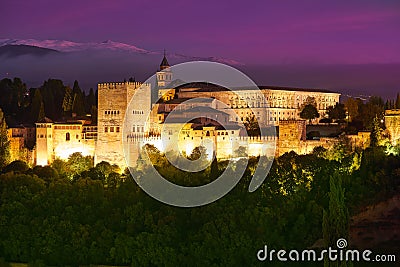 Alhambra sunset in Granada of Spain Stock Photo