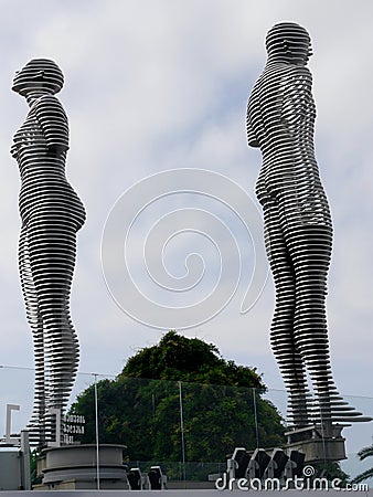 Ali and Nino statue, symbol of love, coastal city of Batumi, Georgia Editorial Stock Photo
