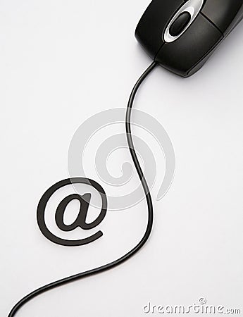 Alias symbol beside computer mouse. Conceptual image Stock Photo