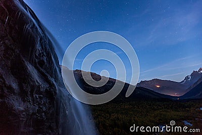 The Alibek waterfall and valley view Stock Photo