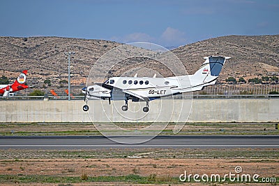 Alicante Airport Arrival OF A Light Aircraft Editorial Stock Photo