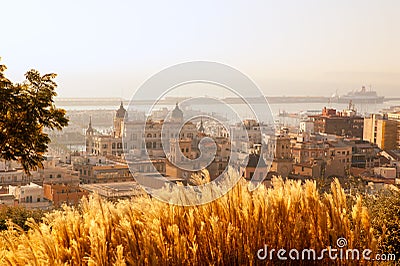 Alicante cityscape skyline in mediterranean sea Stock Photo