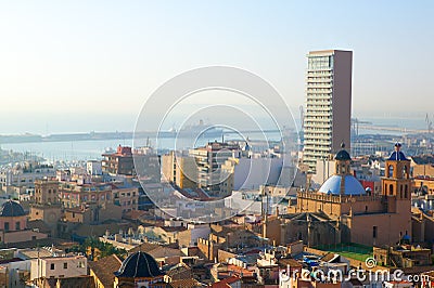 Alicante cityscape skyline in mediterranean sea Stock Photo