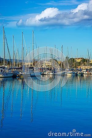 Alicante Denia Nautic marina in blue Mediterranean Stock Photo