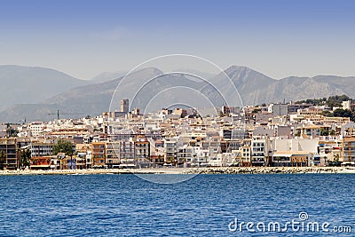 Alicante Javea village view from mediterranean sea Stock Photo