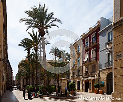 ALICANTE, SPAIN - APRIL 14, 2014: Calle Mayor. Alicante Editorial Stock Photo