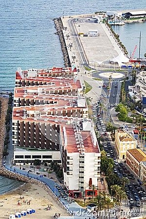 Aerial view of the luxury Melia Hotel in Alicante Spain Editorial Stock Photo