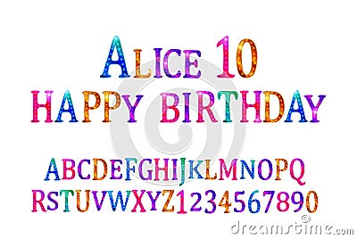 Alice 10 font children`s Cartoon Illustration