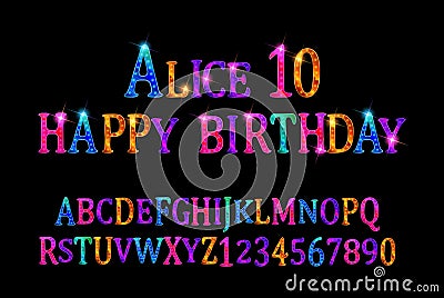 Alice 10 font children`s Cartoon Illustration