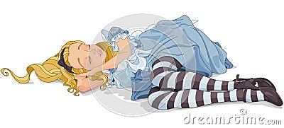 Alice Sleeping Vector Illustration