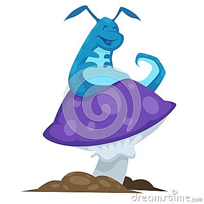 Alice in Wonderland character blue caterpillar vector Vector Illustration