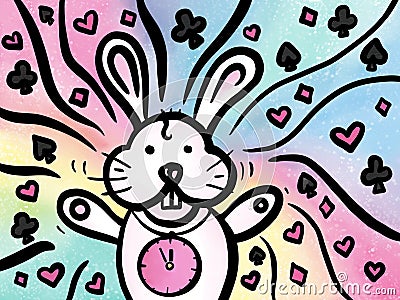 Alice in wonderland rabbit illustration Cartoon Illustration