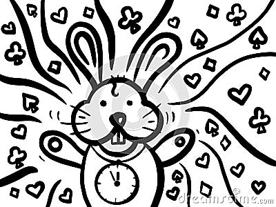 Alice in wonderland rabbit illustration Cartoon Illustration