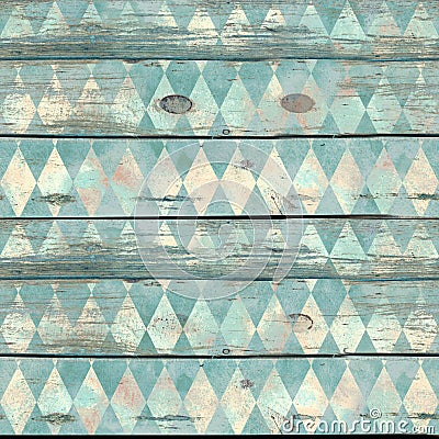 Alice in Wonderland style watercolor diamond rhombus on wooden background seamless pattern Stock Photo