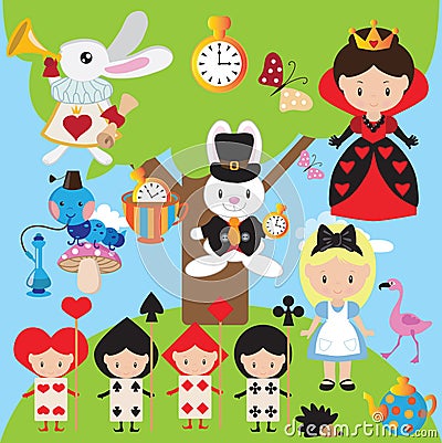 Alice in Wonderland vector illustration Vector Illustration