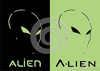 Alien. Alien head. Alien face. Green Mask. Racer. Rider. Pilot. Vector Illustration