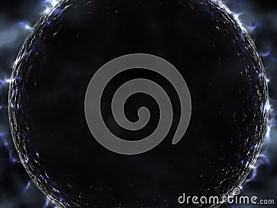 Alien black planet with glows Stock Photo