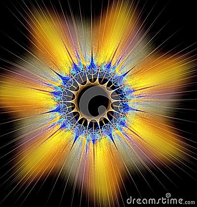 Alien black sun, abstract glowing image on a black background Stock Photo