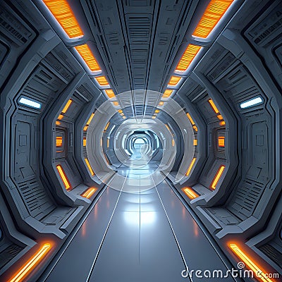 Alien Bouncing Neon Tubes Laser Sci Fi Futuristic Cyber Concrete Hallway Tunnel Corridor Purple Blue Beams Glowing Showroom Stock Photo