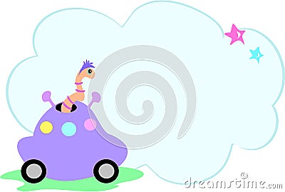 Alien Car with Snake and Message Bubble Vector Illustration