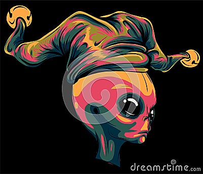 alien clown face vector on black background Stock Photo