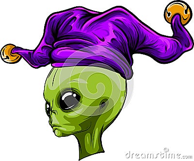 alien clown face vector icon, Halloween funster character. Vector Illustration