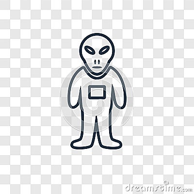 Alien concept vector linear icon isolated on transparent background, Alien concept transparency logo in outline style Vector Illustration
