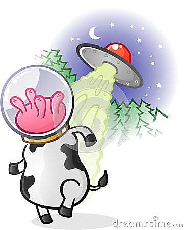 Alien Cow Cartoon Character Vector Illustration