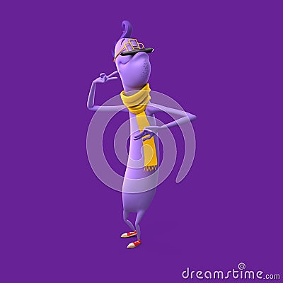 Positive alien artistic dancing character Stock Photo
