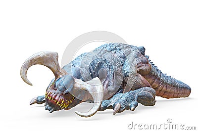 Alien dinosaur is dead in a white background Cartoon Illustration