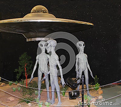 Alien exhibit at International UFO Museum and Research Center in Roswell Editorial Stock Photo