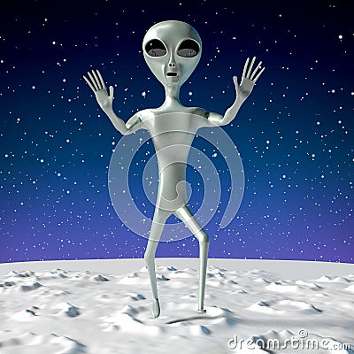 Alien/ extraterrestrial jumping - 3D rendering Stock Photo