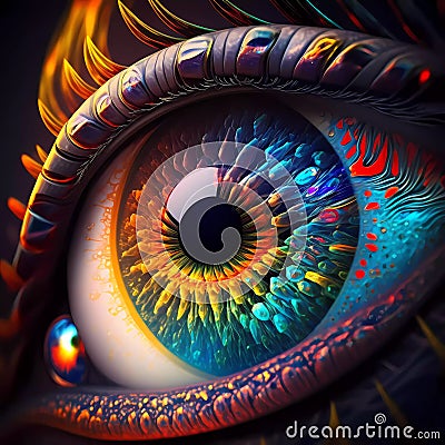 Alien eye, macro illustration, high detail. Beautiful detail eye for art design Cartoon Illustration