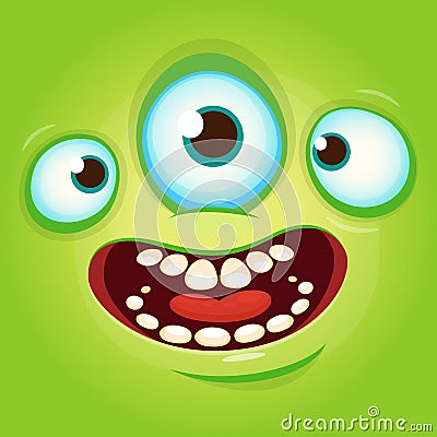 Alien face cartoon creature avatar illustration vector stock. Prints design for t-shirts. Vector Illustration